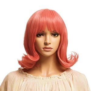ROSE MAUVE PINK SYNTHETIC WIG.  NEW, NEVER WORN